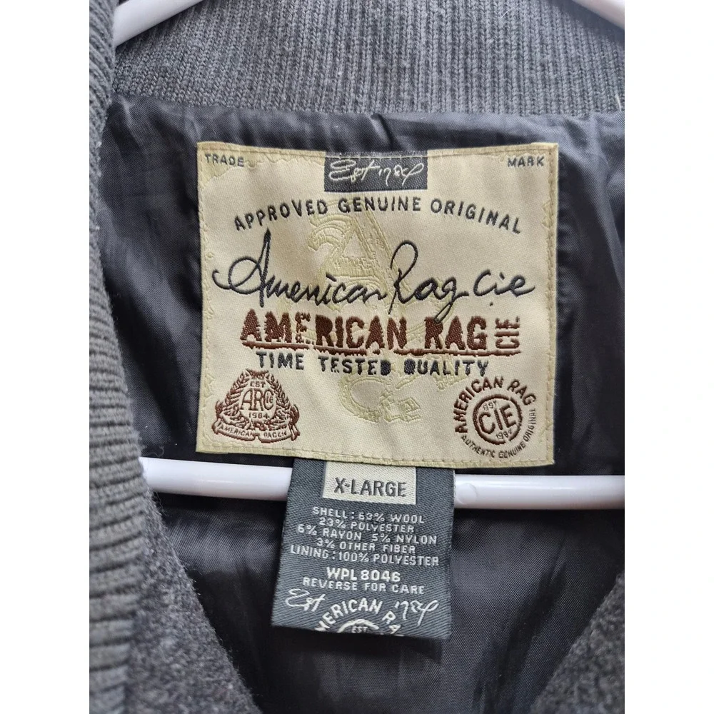 American Rag Cie Peacoat Mens XL Charcoal Gray Lined Wool Double Breasted Winter